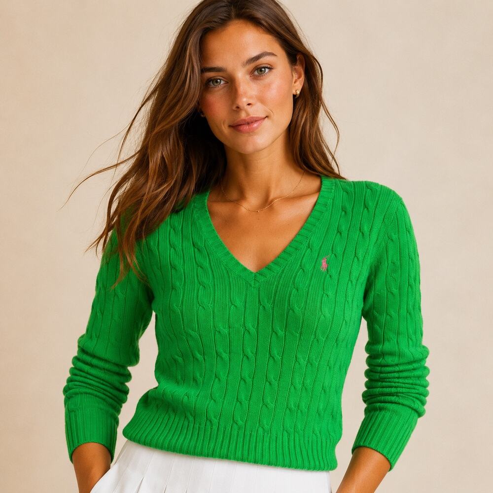 Ralph Lauren Sport Green Cable Knit Sweater